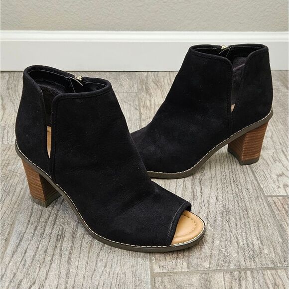 Dr. Scholl's Postone Black Peep-Toe Chunky Heel Ankle Boots - Picture 15 of 15